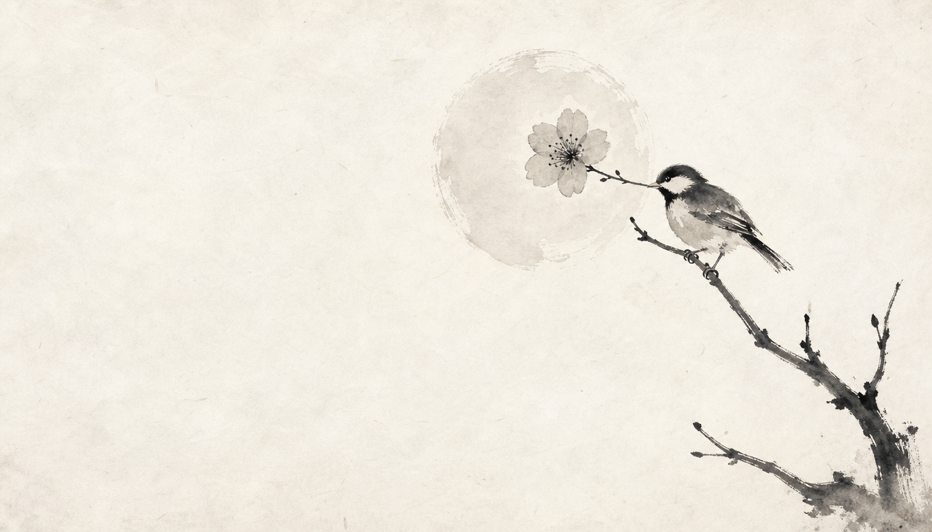 Single plum blossom representing choosing one kanji from the japanese writing systems