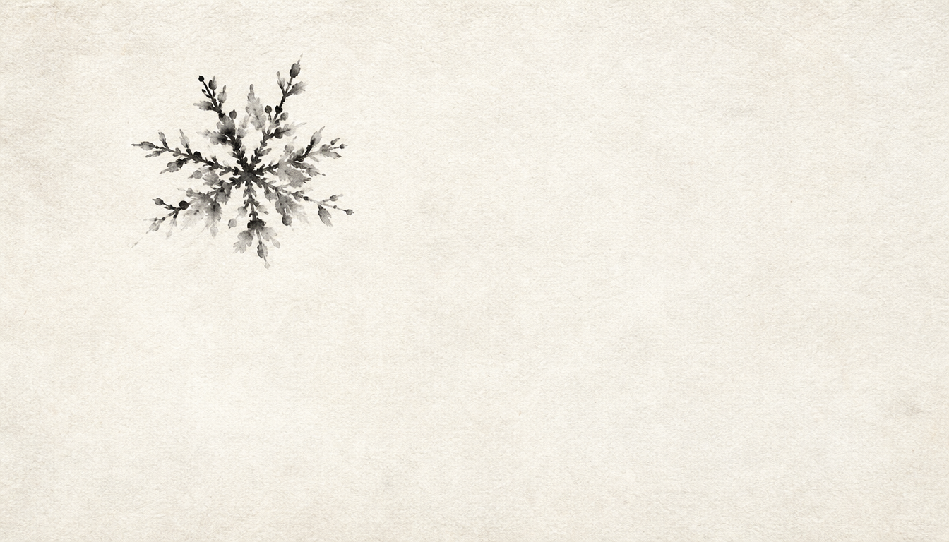 Minimalist ink snowflake representing the kanji yuki snow kanji meaning