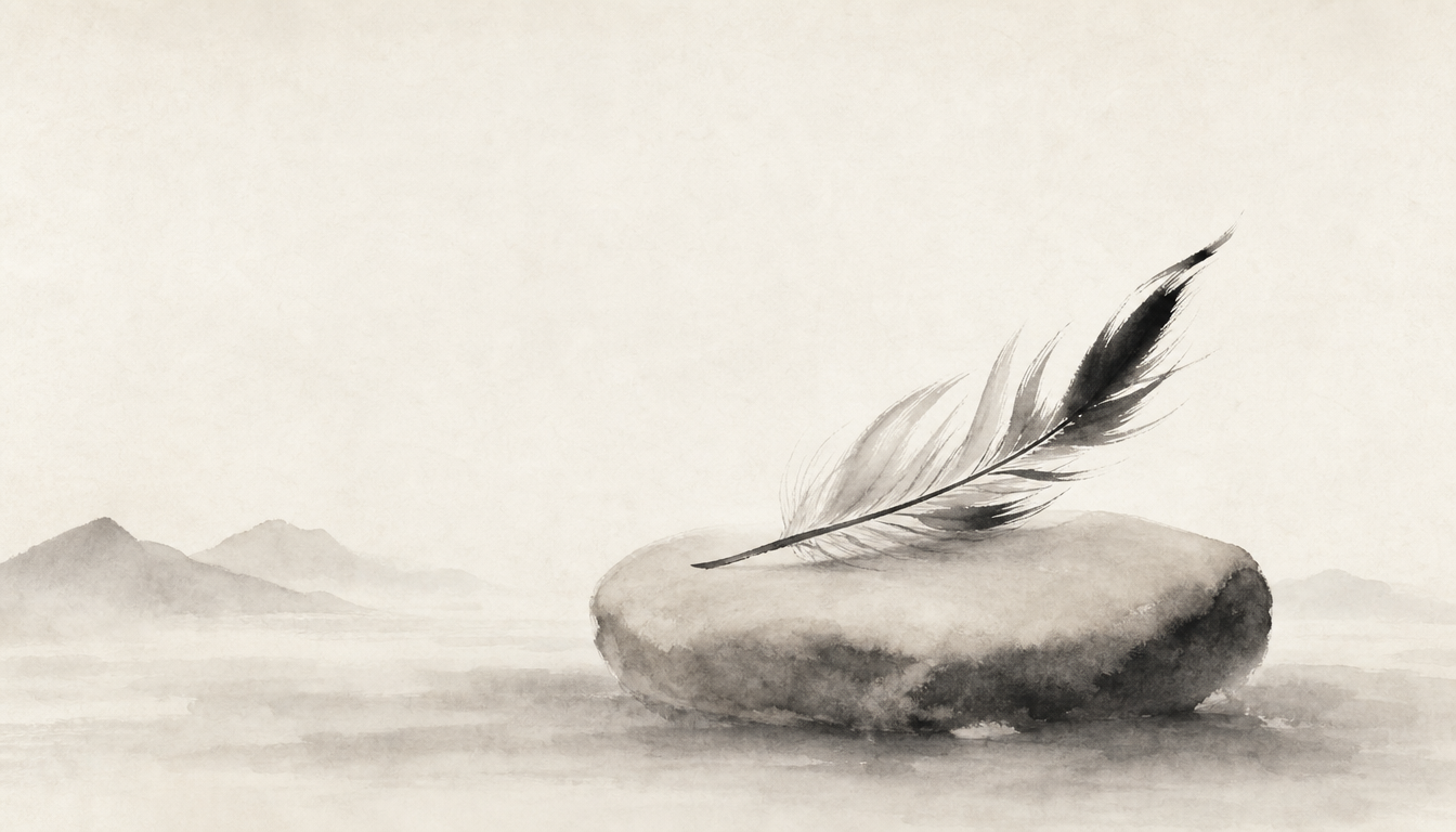 Single phoenix feather as personal Japanese phoenix symbol representing kanji hou meaning