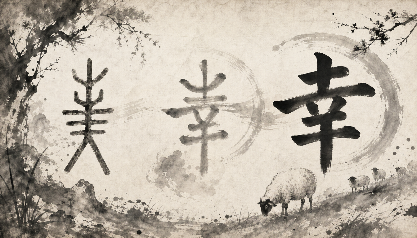 Evolution of the kanji 幸 showing the sachi kanji meaning from ancient pictograph to modern form