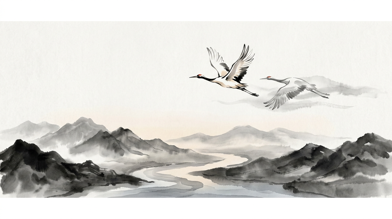 Sumi-e cranes symbolizing respect in the kanji tattoo cultural appropriation discussion