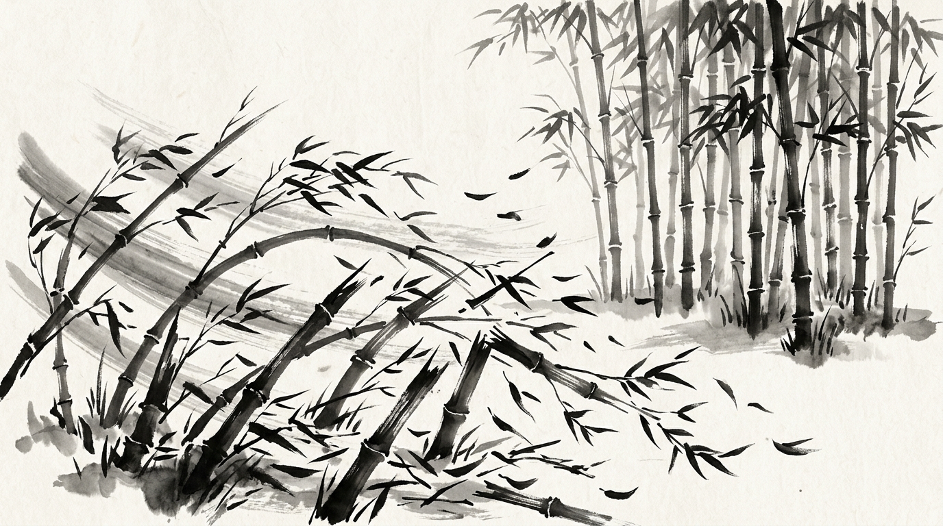 Bamboo grove sumi-e representing pitfalls of kanji tattoo cultural appropriation and mistranslation