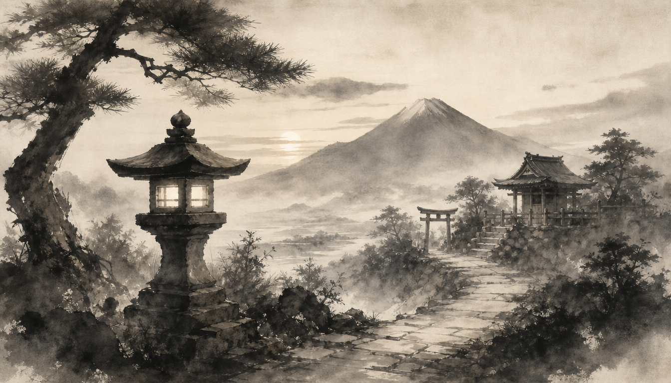 Stone lantern at a shrine symbolizing the spiritual meaning of Hikari