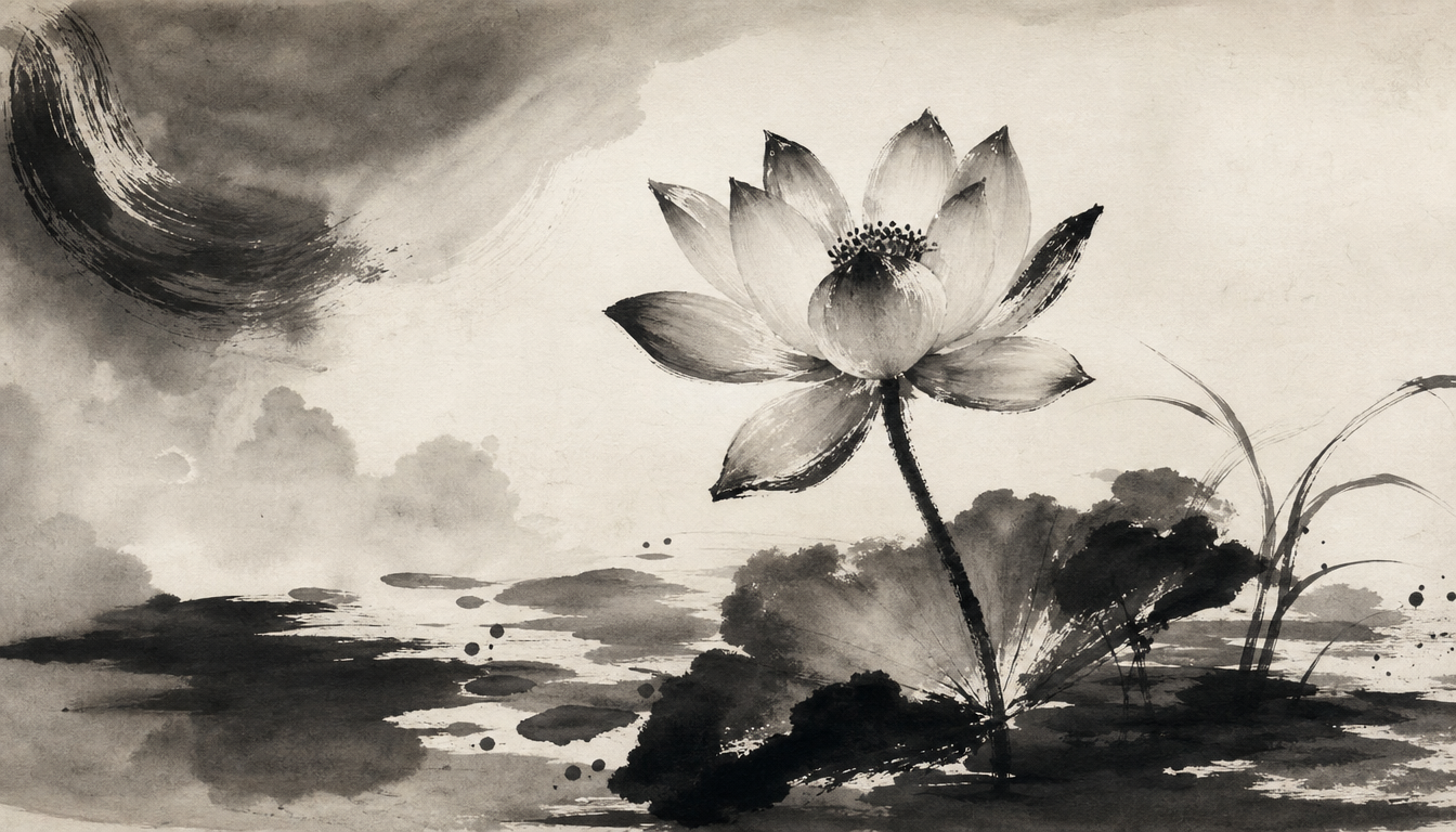 A carefully painted lotus symbolizing choosing a meaningful personal kanji when learning how to read kanji