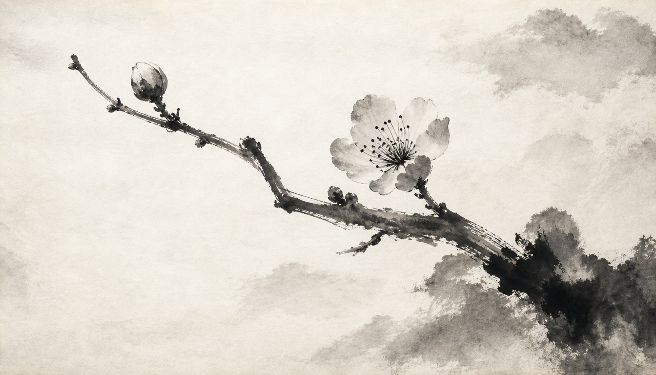 Plum branch symbolizing choosing the kanji for time as a soul kanji or tattoo