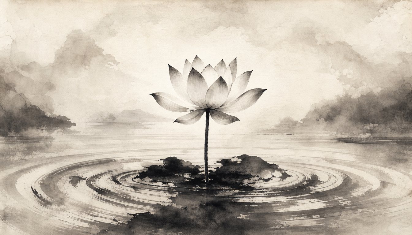 Lotus blooming as a japanese symbol for enlightenment and inner clarity