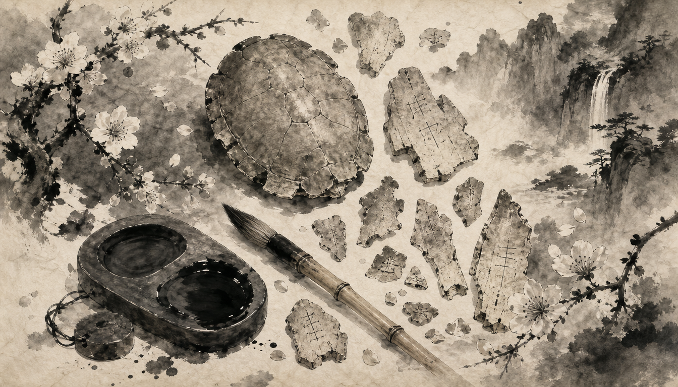 Oracle bone origins of 悟 the japanese symbol for enlightenment in ink wash
