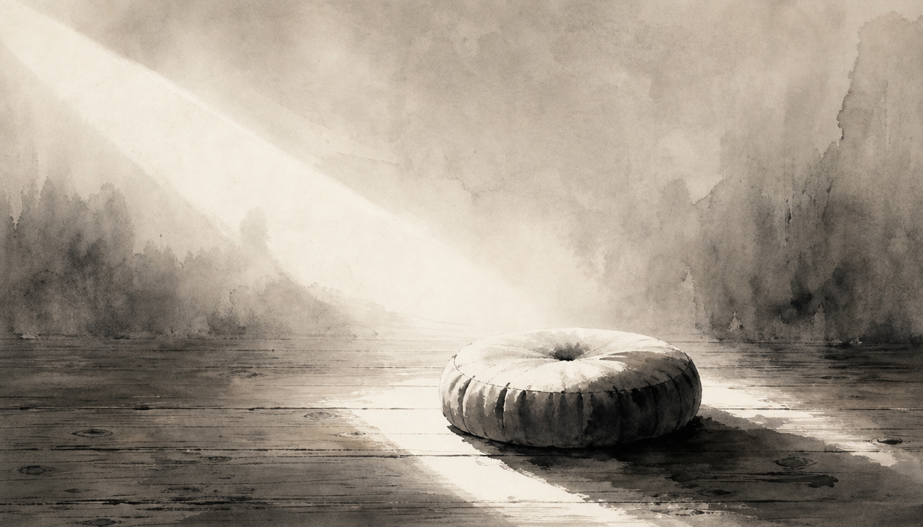 Empty meditation cushion illustrating the deeper zen meaning