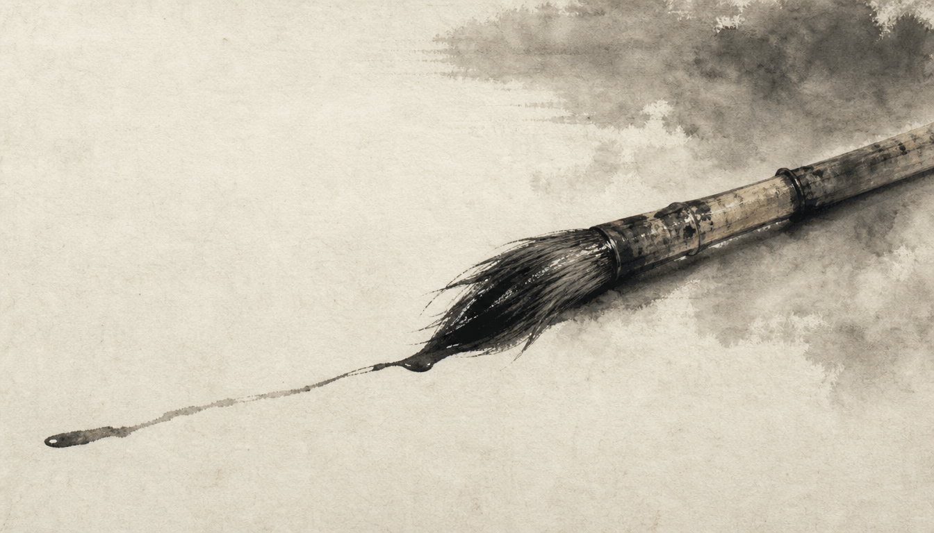 Sumi-e calligraphy brush representing the written origins of japanese blood type personality theory