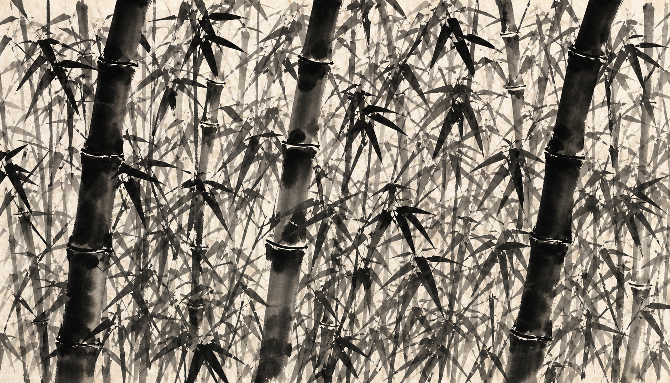 Dense sumi-e bamboo grove showing signals in the japanese blood type personality trend