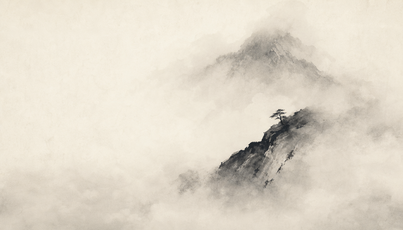 Mist-hidden sumi-e mountain symbolizing why japanese blood type personality trends go unnoticed