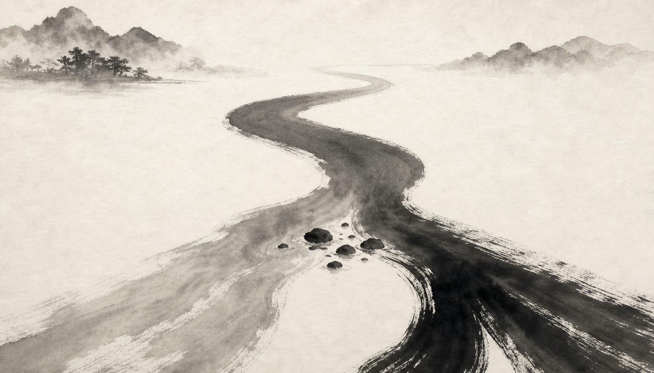 Sumi-e river splitting in two, forecasting the future of japanese blood type personality
