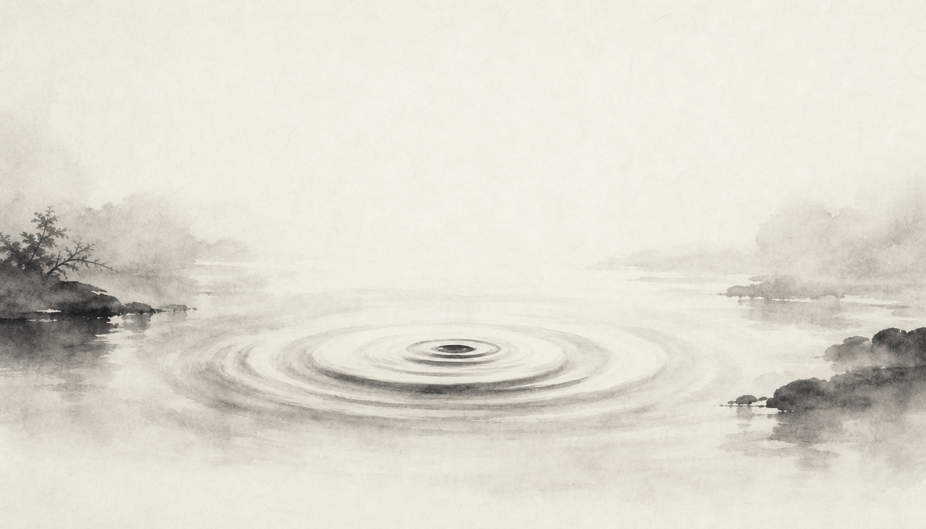 Still water ripple illustrating the makoto meaning of authentic truth kanji