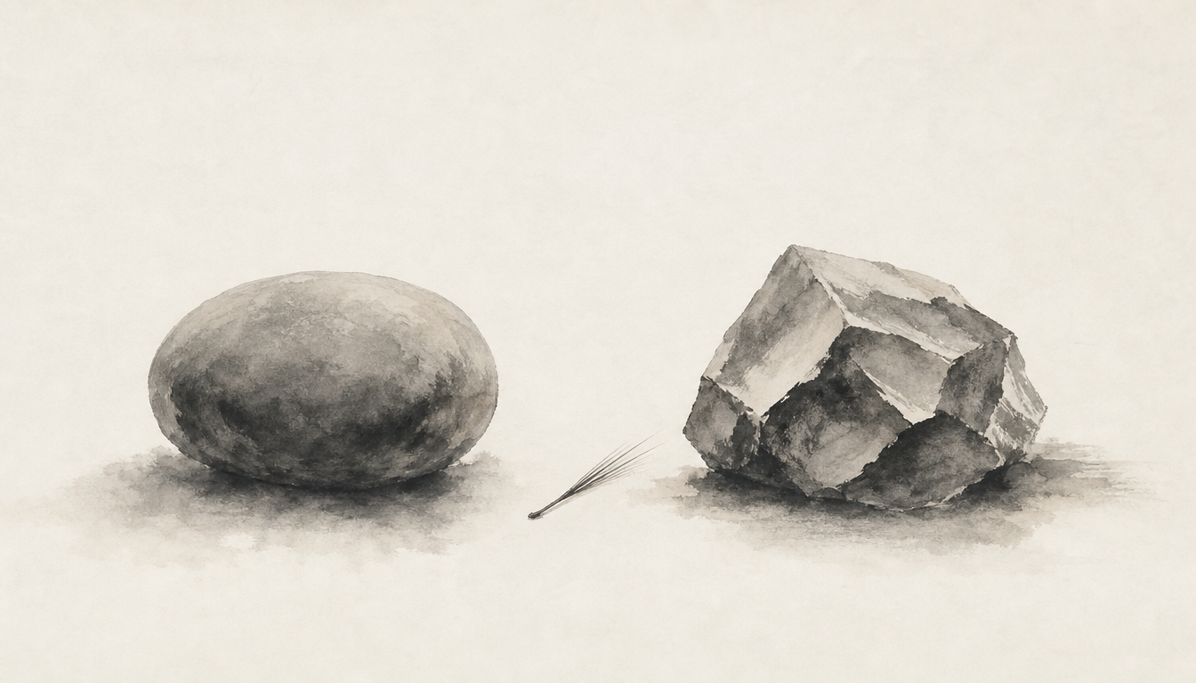Two contrasting stones in sumi-e style illustrating the two honor kanji characters
