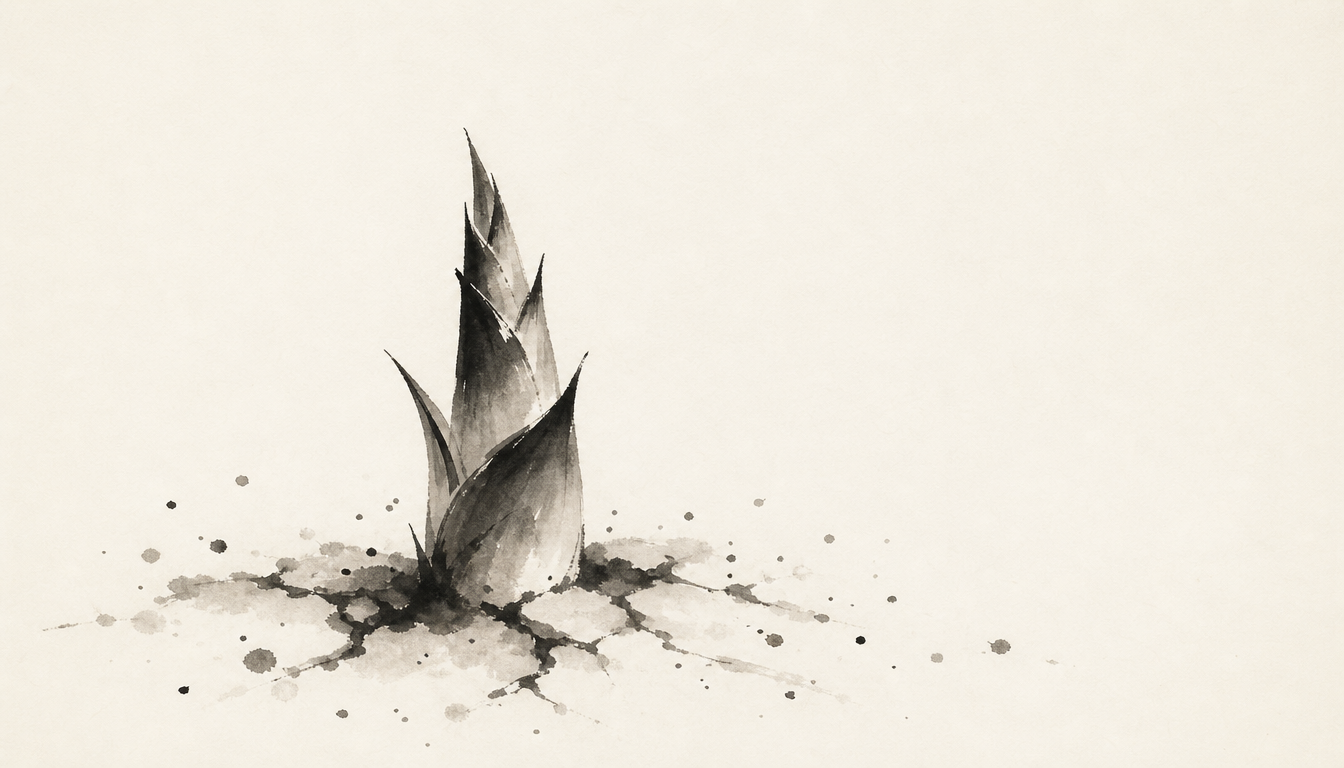 Bamboo shoot in sumi-e style symbolizing the ikigai meaning of living