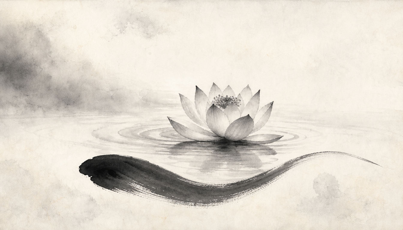 Sumi-e lotus symbolizing kanji ai love kanji ai meaning